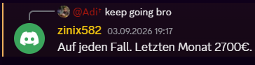 Discord-Nachricht eines Members: Auf jeden Fall. Letzten Monat 2.700 Euro.